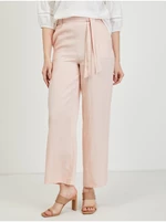 Světle růžové dámské kalhoty s příměsí lnu ORSAY - Dámské