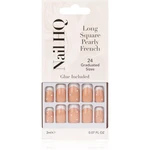 Nail HQ Long Square umělé nehty Pearly French 24 ks