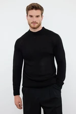 Trendyol Black Slim Fit Half Turtleneck Raglan Sleeve Basic Knitwear Sweater