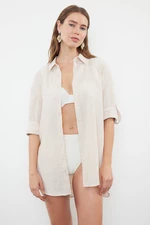 Trendyol Ecru Woven Linen Look Shirt