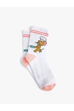 Koton Tom and Jerry Crewneck Socks Licensed Embroidered