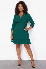 Trendyol Curve Emerald Green Unlined Three Quarter Sleeve Mini Woven Jacket Dress