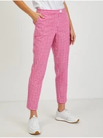 Dark pink women's plaid trousers ORSAY