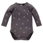 Pinokio Kids's Dreamer Buttoned Longsleeve Bodysuit Graphite/Pattern