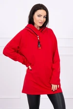 Tunic with zipper on hood Oversize red