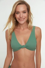 Trendyol Green Textured Bikini Top With Knot Detail