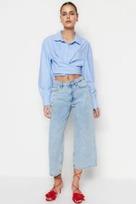 Trendyol Light Blue High Waist Culotte Jeans