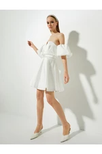 Koton Bridal Mini Evening Dress With Open Shoulders Stone Detailed.