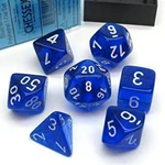 Sada kostek Chessex Gemini Translucent Blue/White Polyhedral 7-Die Set