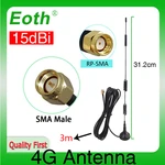 Eoth 1 2pcs 4G LTE Antenna 15dbi SMA Male female Connector Aerial 698-960/1700-2700Mhz IOT magnetic base 3M Clear Sucker Antena