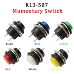 10Pcs R13-507 Momentary Push Button Switch AC 6A/125V 3A/250V R13-507 16mm Self-reset Switch Electrical Equipment Round Switches