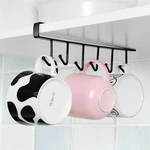 6 Hooks Cup Holder Hang Kitchen Cabinet Under Shelf Storage Rack Organiser Hook