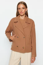 Trendyol Brown Oversize Wide Cut Tłoczony Płaszcz