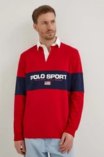 Bavlněné tričko s dlouhým rukávem Polo Ralph Lauren červená barva, 710938458