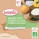 BABYBIO Svačinka s kokosovým mlékem - Jablko a hruška 4 x 85 g