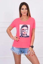 Blouse with women's graphics pink neon