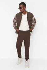 Trendyol Men's Brown Plus Size Regular/Normal Fit Comfortable Basic Cotton Sweatpants