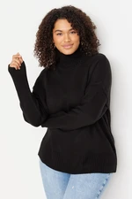 Trendyol Curve Black Turtleneck Off Shoulder Knitwear Sweater