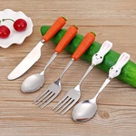 Baby Feeding Spoon Baby Gadgets Stainless Steel Tableware Dessert Spoon for Children Fork Feed Kid Children's Cutlery for Kids