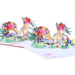 Bicycle Greeting Card 3D up Flower Blessing Card for Anniversary GiftsBike Floral Postcard