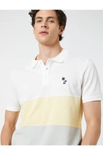 Koton Polo Neck T-Shirt Palm Printed Button Color Block Short Sleeve
