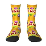 Fun Print Hot Game Bingo Socks for Men Women Stretch Summer Autumn Winter Crew Socks