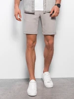 Ombre Men's knit shorts with elastic waistband - light grey