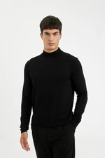 DEFACTO Black Standard Fit Regular Cut Half Turtleneck Basic Plain Knitwear Sweater