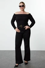 Trendyol Curve Black Foam Knit Plus Size Blouse