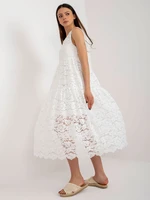 White flared dress with ruffle OCH BELLA