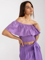 Purple short Spanish blouse with ruffles