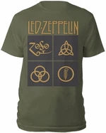 Led Zeppelin Tricou Gold Symbols in Black Square Unisex Verde S