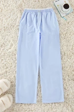 Trendyol Blue Cotton Elastic and Label Detailed Woven Pajama Bottoms