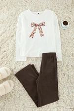 Trendyol White Animal Jersey Knitted Pajama Set