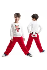 Denokids Deer New Year Boy's Red Velvet Suit