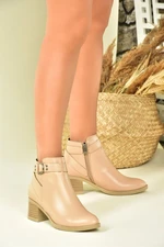 Fox Shoes Women's Nude Thick Heeled Boots