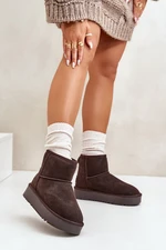 Women's suede snow boots on a platform above the ankles brown Rianaella