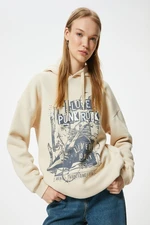 Koton Oversize Hooded Sweatshirt Slogan Printed Long Sleeve