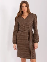 Camel and black women's dresses with patterns