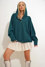 Trend Alaçatı Stili Emerald Green Women's Sweatshirt