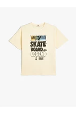 Koton T-Shirt Skateboarding Theme Printed Back Short Sleeve Crew Neck Cotton