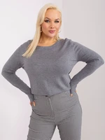 Dark gray classic plus size viscose sweater