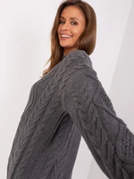 Dark gray women's sweater with cuff