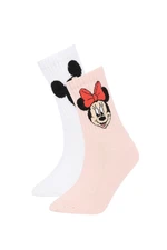 DEFACTO Girl Disney Mickey & Minnie 2-Piece Cotton Long Socks