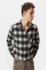 Koton Men's Ecru Plaid Shirt