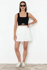 Trendyol White Normal Elastic Waist Pleated Flexible Mini Skirt with Shorts