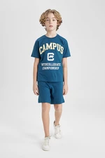 DEFACTO Boy Printed Short Sleeve T-Shirt Shorts 2 Piece Set