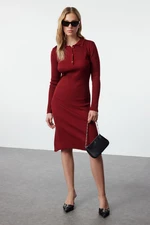 Trendyol Red Midi Knitwear Polo Neck Dress