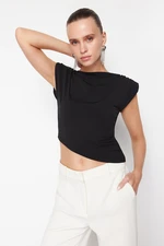 Trendyol Black Asymmetric Padded Knitted Blouse