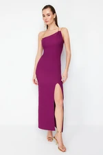 Trendyol Plum Stone Accessory Detailed Woven Long Evening Dress